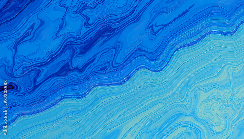 Fototapeta premium Abstract Expressionist Blue and White Painting