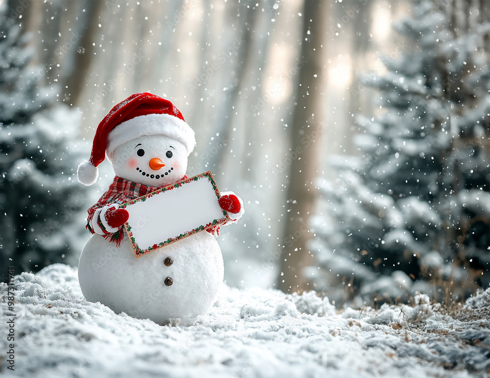 Snowman with red Santa hat, isolated Snowman with red Santa hat, isolated