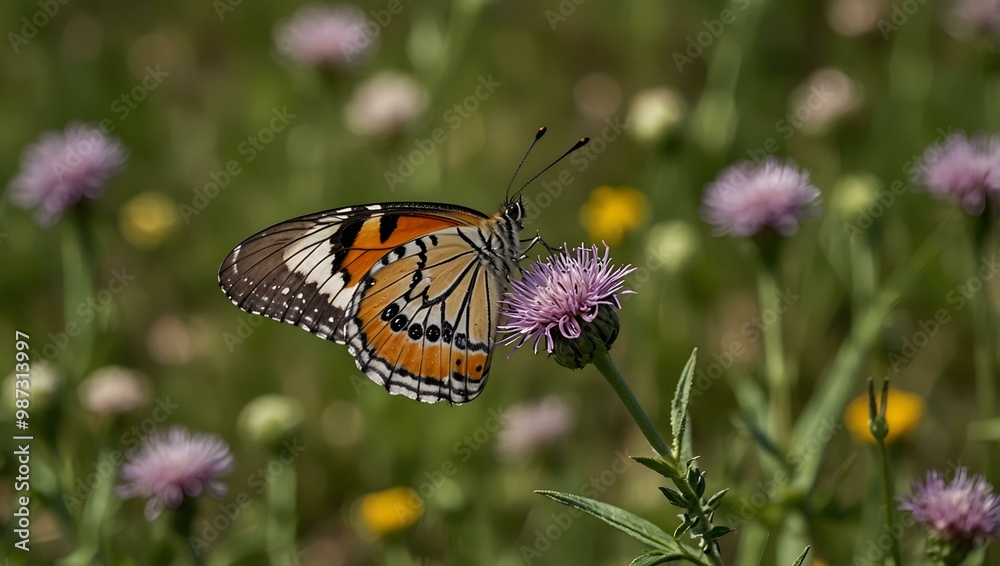 A butterfly resting in a meadow. A butterfly resting in a meadow.