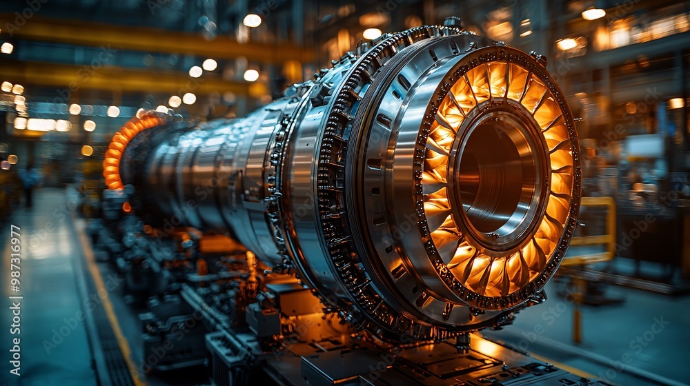 Engineers gathered around a turbine engine blueprint, debating design improvements Engineers gathered around a turbine engine blueprint, debating design improvements