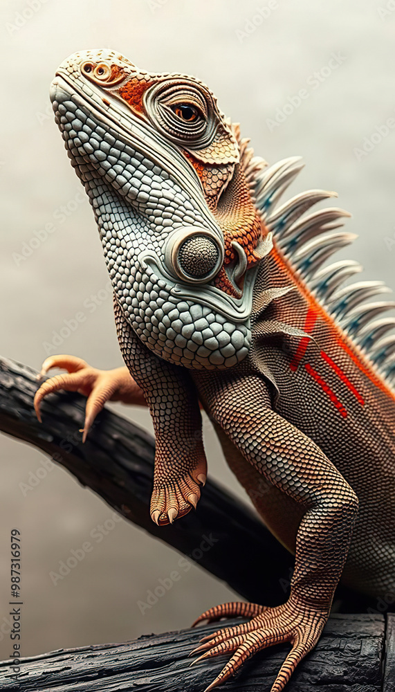 Fototapeta premium A lizard is standing on a wooden surface