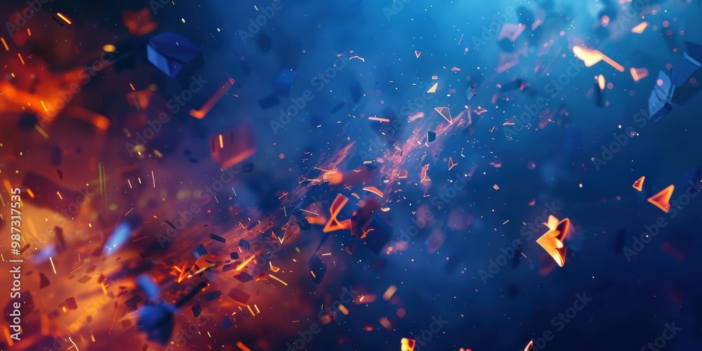 Abstract Blue and Orange Explosion Abstract Blue and Orange Explosion