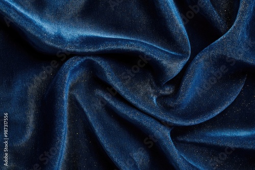 Soft velvet fabric texture in deep blue with visible fibers and a luxurious sheen