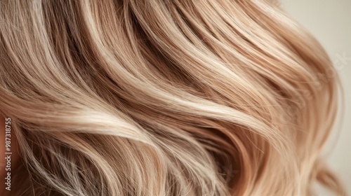 A detailed image focusing on light blonde wavy hair showing soft highlights and smooth texture, emphasizing the natural beauty and style of wavy hair.