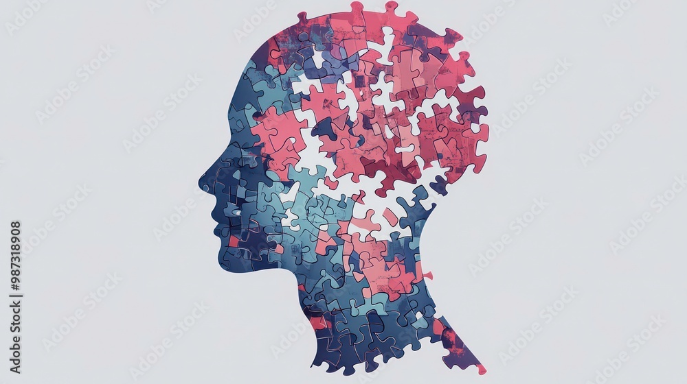 A silhouette of a human head made of puzzle pieces, symbolizing the complexity of the mind. A silhouette of a human head made of puzzle pieces, symbolizing the complexity of the mind.