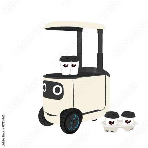 A self-driving robot delivering coffee