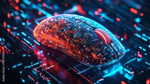 pixelated picture of a computer mouse, concept of 8bit retro aesthetics photo