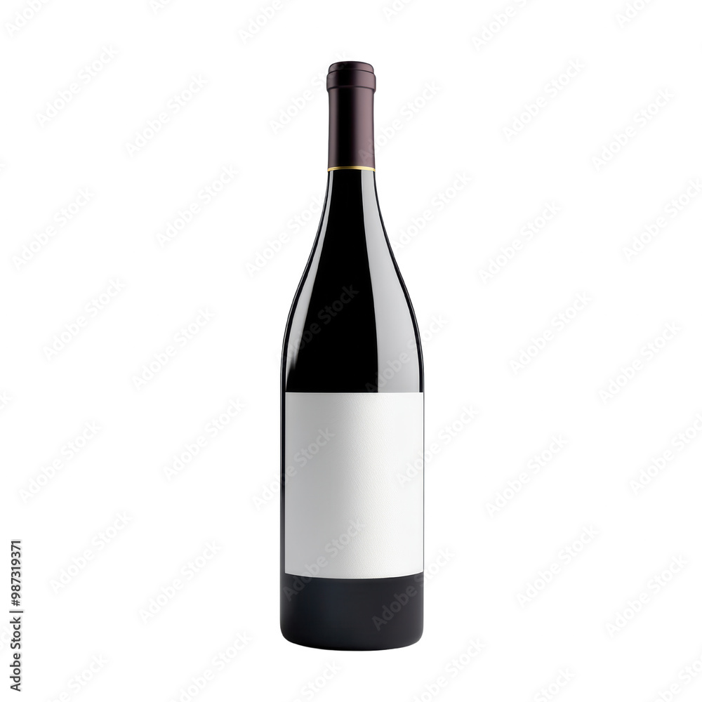 Elegant Red Wine Bottle with Blank Label on transparent background Elegant Red Wine Bottle with Blank Label on transparent background