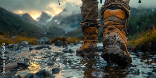 Hiking Boots on a Mountain Trail