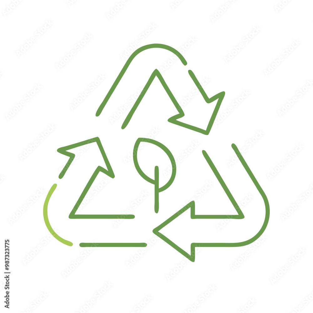 Recycling symbol with a leaf inside representing eco-conscious practices and sustainability Recycling symbol with a leaf inside representing eco-conscious practices and sustainability