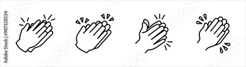clapping icon set, vector illustration, ideal for visual celebrations, and introductions isolated on a white background.