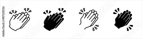 clapping icon set, vector illustration, ideal for visual celebrations, and introductions isolated on a white background.