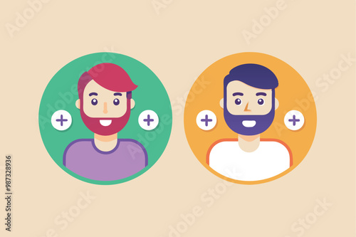 Two men with beards are shown, one of whom has a speech bubble indicating he is speaking or sharing an idea.