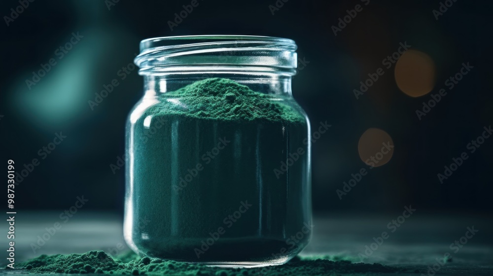 Green Powder in a Glass Jar Green Powder in a Glass Jar