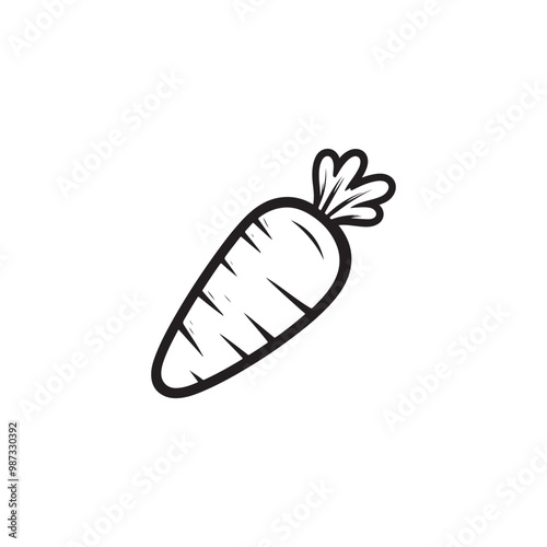 Diet-Friendly Carrot Icon - Vector Outline Isolated on White.