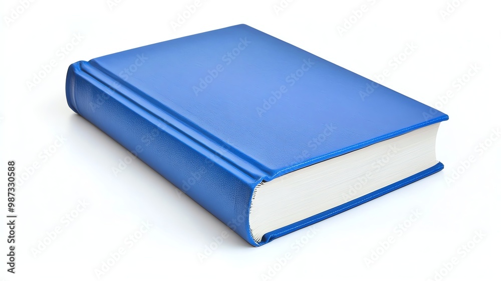 A closed blue hardcover book on a white background. A closed blue hardcover book on a white background.
