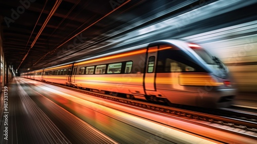 Fast Train Through Tunnel