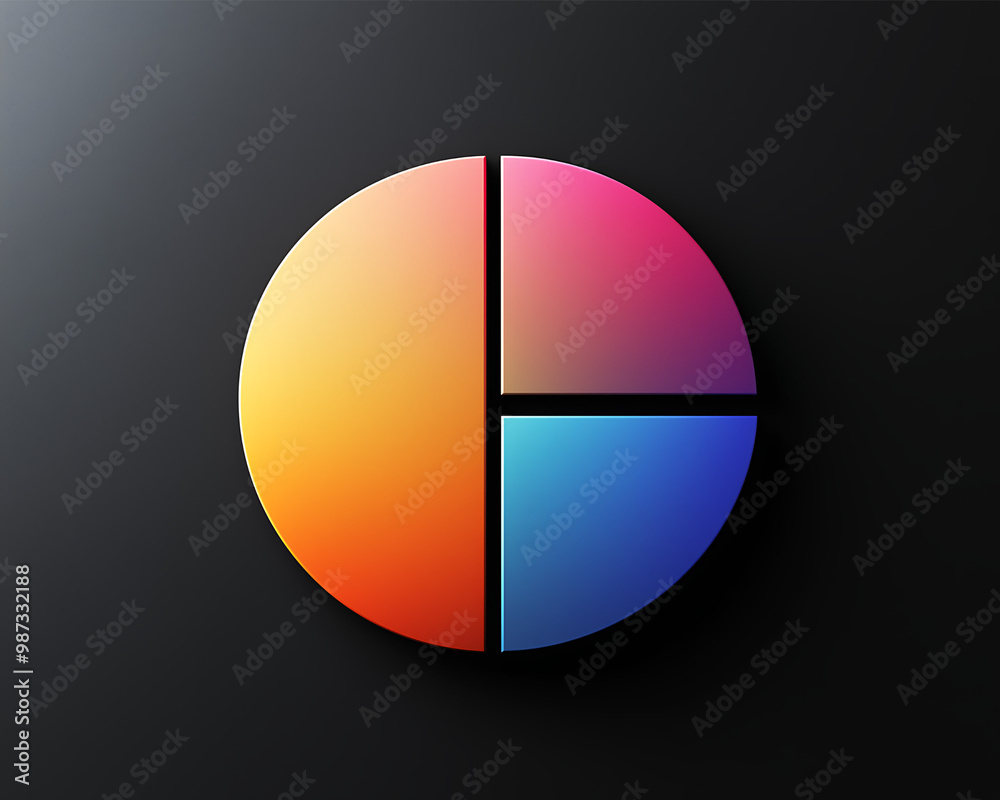 Simple pie chart with three subtle gradient segments Simple pie chart with three subtle gradient segments