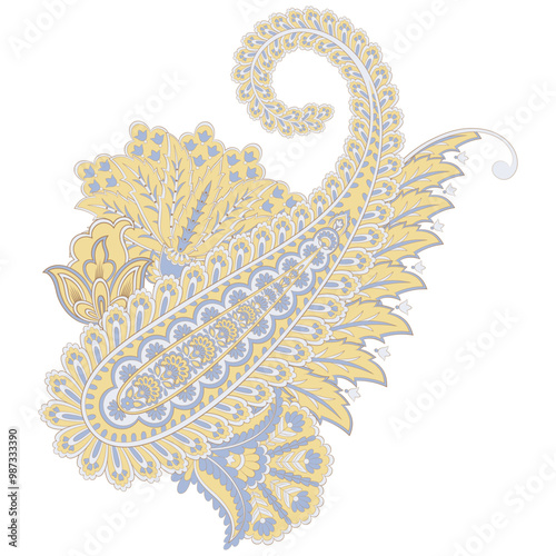 Paisley vector isolated pattern. Damask style Vintage illustration