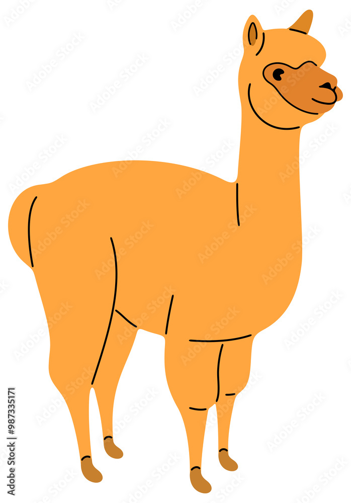 Naklejka premium Alpaca or llama, animal. Pet and mammal, farm and nature, illustration