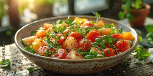 Fresh Tomato Salad with Microgreens