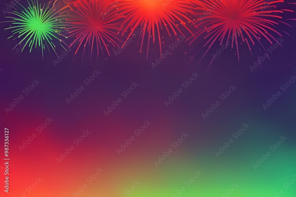 Obraz premium Gradient inspired by fireworks with deep purple neon green and bright red background, AI Generated