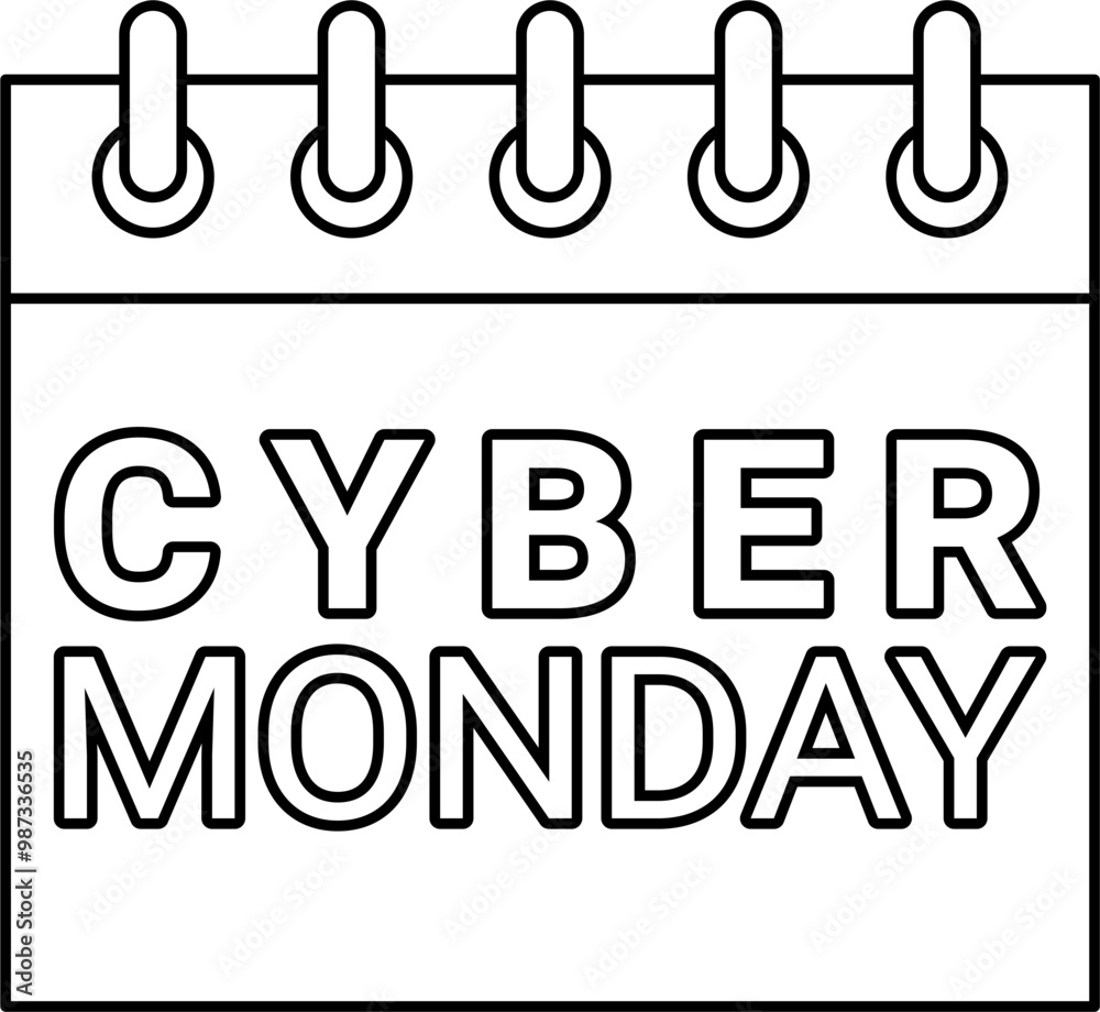 Cyber monday outline illustration vector
