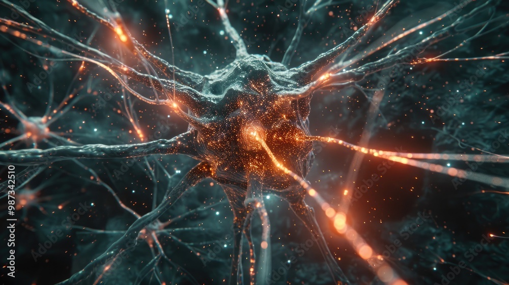 Scene unveiling the intricate beauty of billions of neuron connections, revealing the mesmerizing microcosm of neural networks. Scene unveiling the intricate beauty of billions of neuron connections, revealing the mesmerizing microcosm of neural networks.