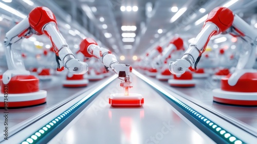 Wallpaper Mural Robotic Automation Line in Modern Industrial Factory Torontodigital.ca