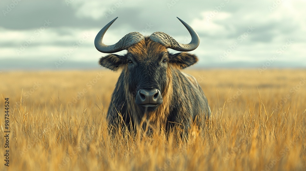Wildebeest Portrait in African Savanna - Wildlife Photography Wildebeest Portrait in African Savanna - Wildlife Photography