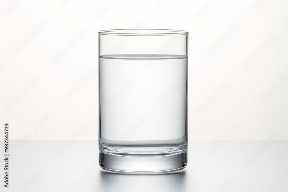 A minimalist, stackable glass with no branding, filled with refreshing water A minimalist, stackable glass with no branding, filled with refreshing water
