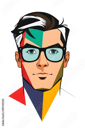 Wallpaper Mural Colorful Portrait of a Man with Glasses Torontodigital.ca