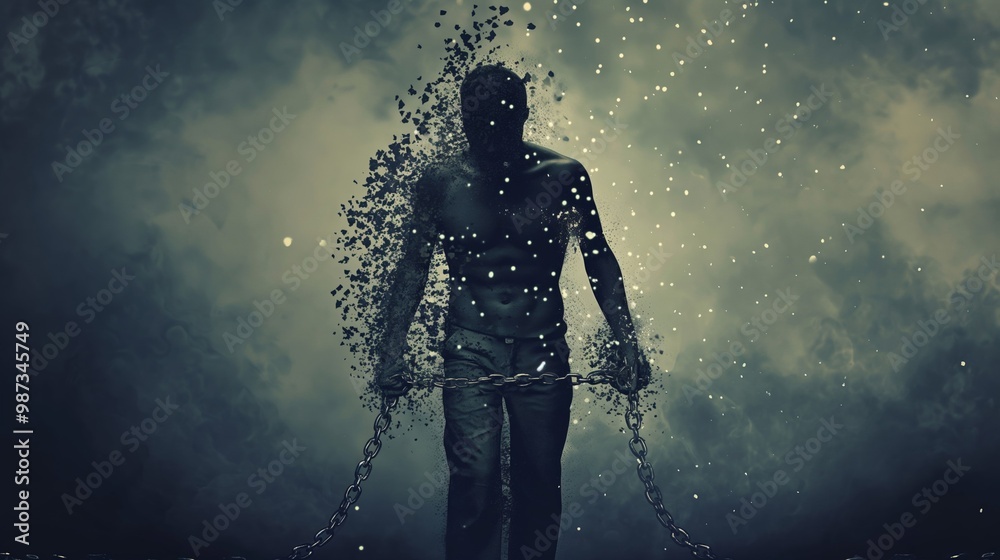 Fototapeta premium a man be tied by a chain