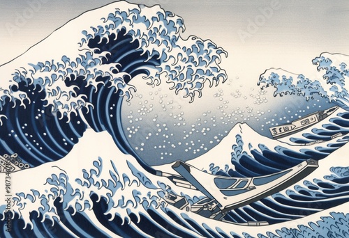 The Great Wave off Kanagawa Japanese Woodblock Print