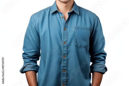 Wallpaper Mural A person wearing a denim button-down shirt Torontodigital.ca