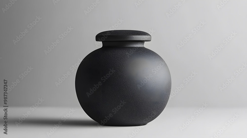 A minimalist black ceramic jar with a matte finish sits against a dark monochrome background, showcasing clean lines and modern design in an artistic still life. A minimalist black ceramic jar with a matte finish sits against a dark monochrome background, showcasing clean lines and modern design in an artistic still life.