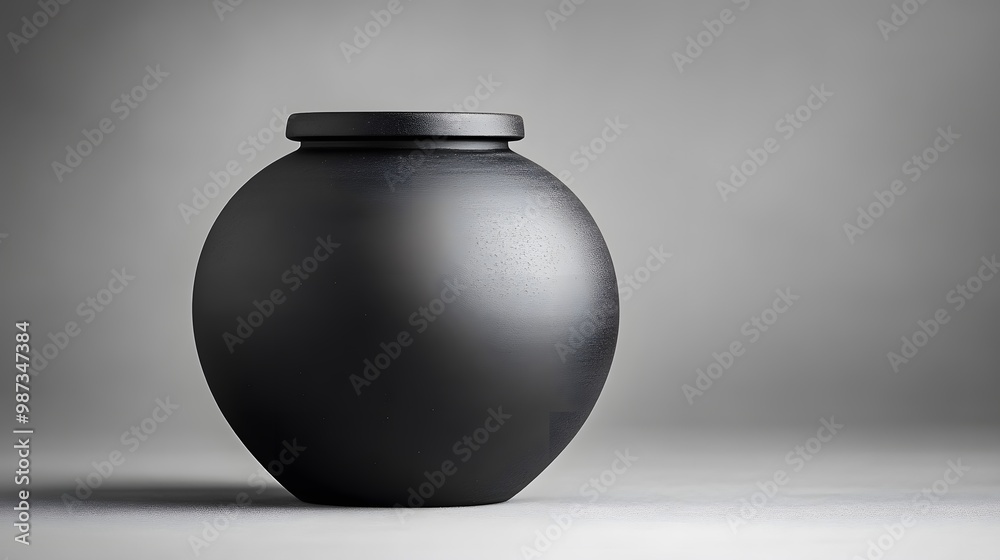 A minimalist black ceramic jar with a matte finish sits against a dark monochrome background, showcasing clean lines and modern design in an artistic still life. A minimalist black ceramic jar with a matte finish sits against a dark monochrome background, showcasing clean lines and modern design in an artistic still life.