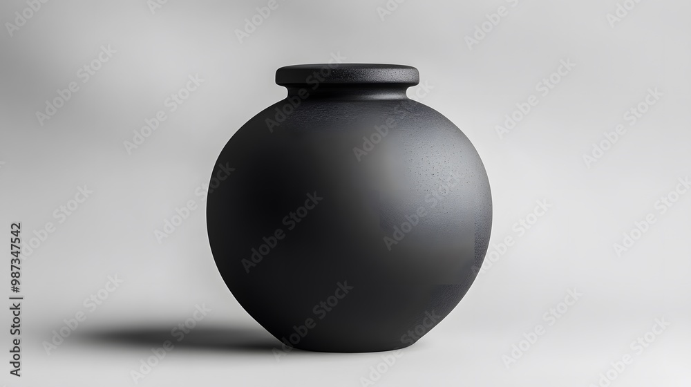 A minimalist black ceramic jar with a matte finish sits against a dark monochrome background, showcasing clean lines and modern design in an artistic still life. A minimalist black ceramic jar with a matte finish sits against a dark monochrome background, showcasing clean lines and modern design in an artistic still life.