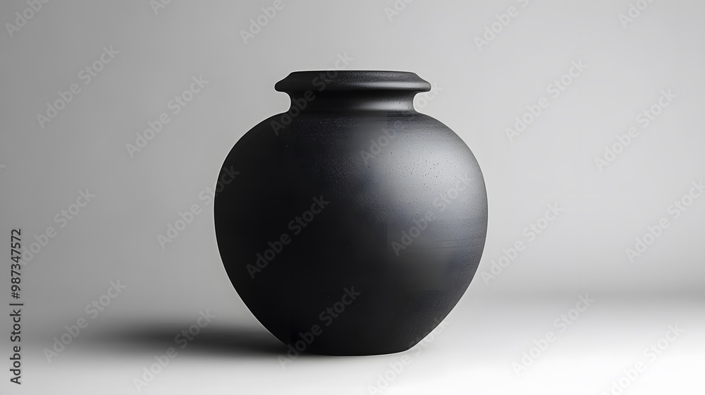 A minimalist black ceramic jar with a matte finish sits against a dark monochrome background, showcasing clean lines and modern design in an artistic still life. A minimalist black ceramic jar with a matte finish sits against a dark monochrome background, showcasing clean lines and modern design in an artistic still life.