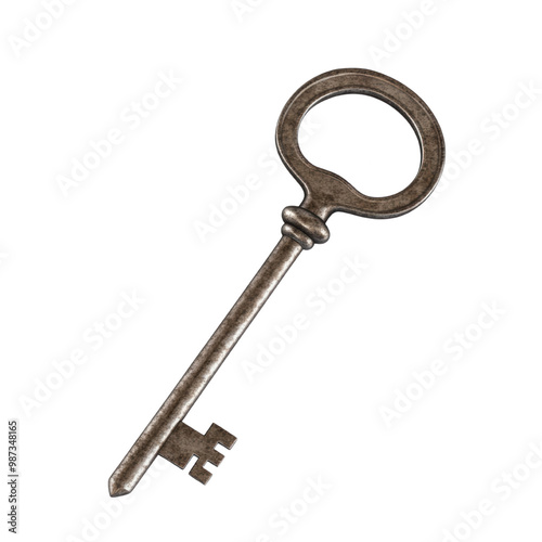 Vintage Metal Key on transparent background