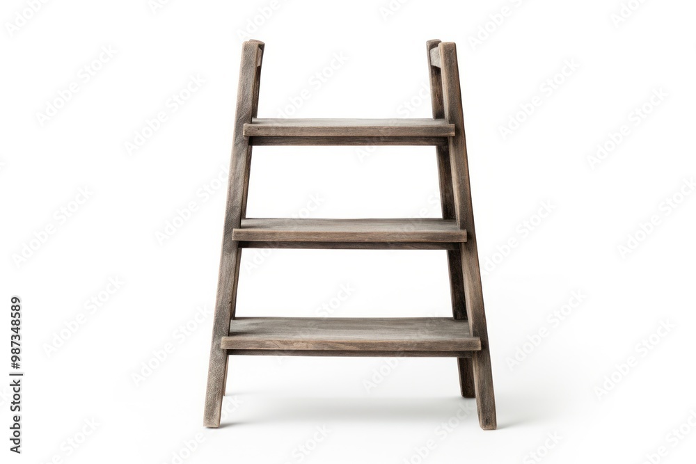 A rustic ladder shelf crafted from weathered pine wood, featuring sturdy rungs and a warm, inviting aesthetic. A rustic ladder shelf crafted from weathered pine wood, featuring sturdy rungs and a warm, inviting aesthetic.