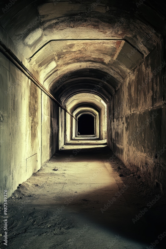 Mysterious Abandoned Tunnel with Fading Light Mysterious Abandoned Tunnel with Fading Light