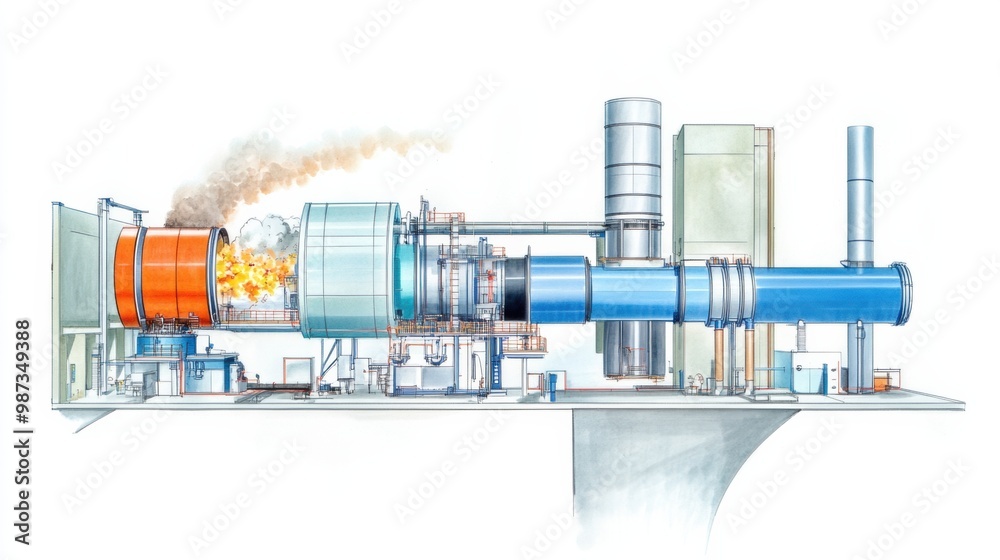 Industrial Machinery Concept with Explosion Visualization Industrial Machinery Concept with Explosion Visualization