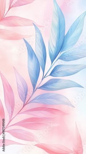 A pink and blue leafy plant with a pink stem