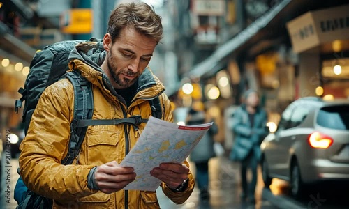 Traveler Looking at Map