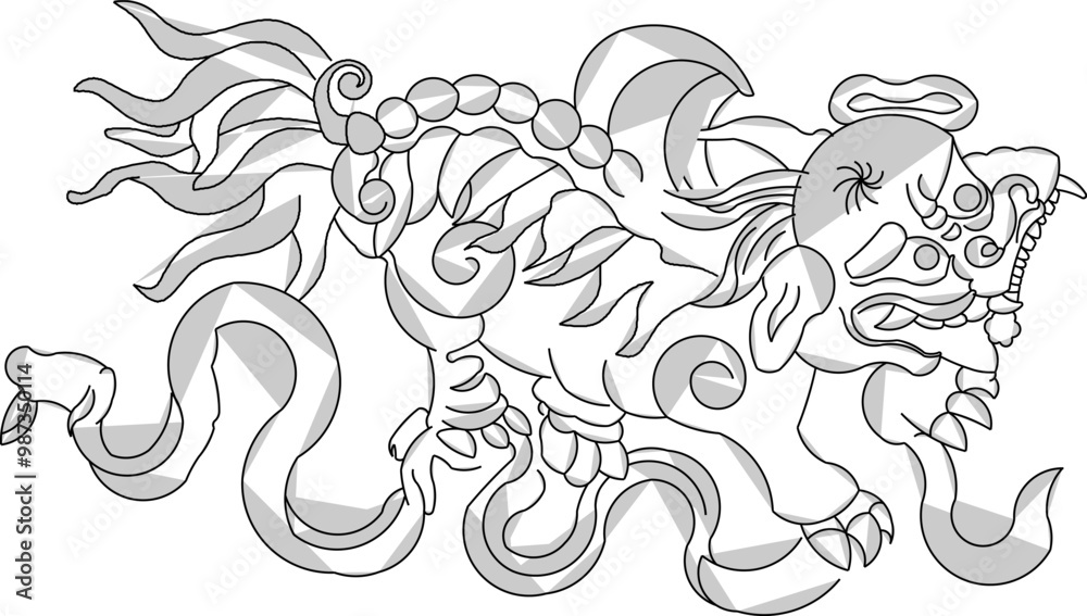 Sketch vector illustration silhouette design ornate ornament icon logo symbol engraving abstract classic mythological animal vintage ethnic traditional chinese Sketch vector illustration silhouette design ornate ornament icon logo symbol engraving abstract classic mythological animal vintage ethnic traditional chinese