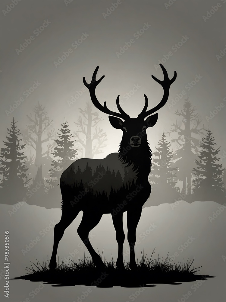 Christmas reindeer silhouette vector for festive themes.