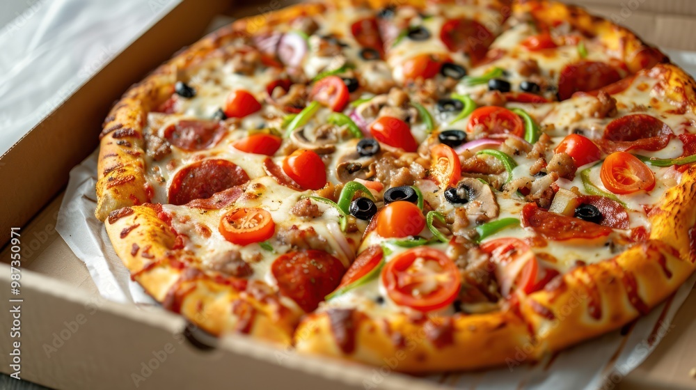 Leftover pizza in a box after lunch or dinner Fast food home delivery food Leftover pizza in a box after lunch or dinner Fast food home delivery food
