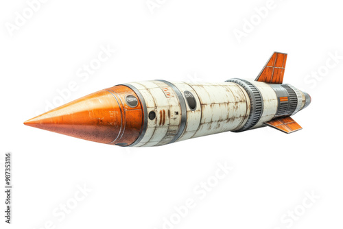 Vintage rocket model on a white isolated background. photo