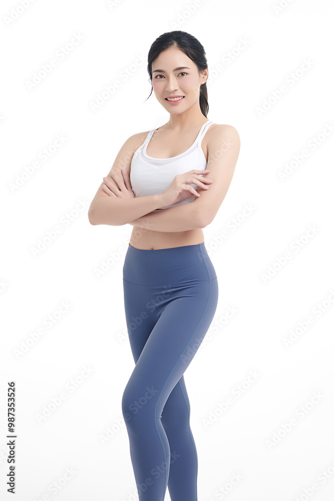 Beautiful young asian sport woman with sportswear ready for exercise on white background, Advertising sportswear and yoga wear, Healthy lifestyle, sport. Beautiful young asian sport woman with sportswear ready for exercise on white background, Advertising sportswear and yoga wear, Healthy lifestyle, sport.